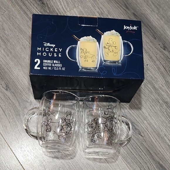 Disney Other - NIB Disney Double Wall Clear Mickey & Pluto Glass Mugs